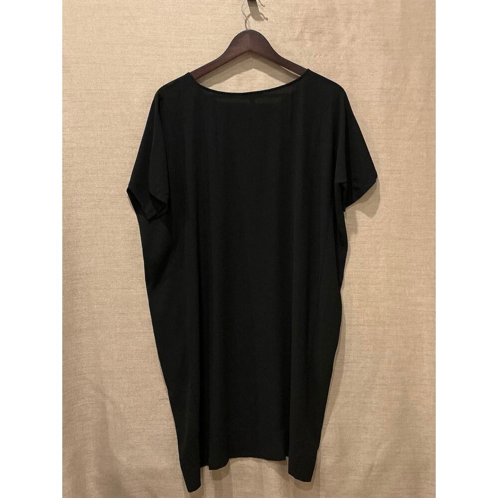 Eileen Fisher Silk Shift Dress Black XS Oversized Minimalist w/Pockets - Picture 2 of 5